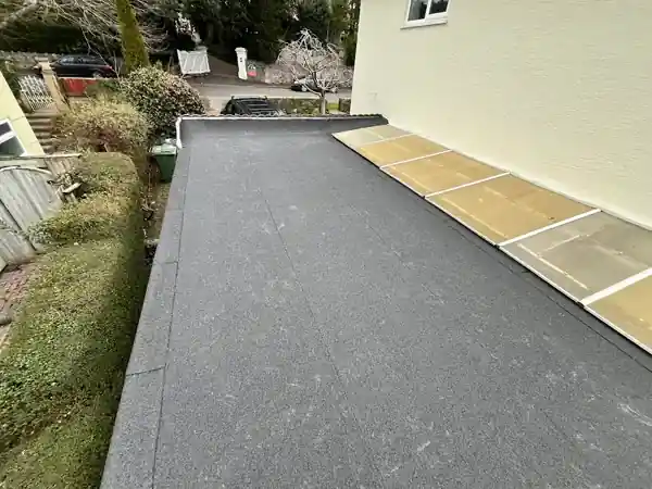Green roof vegetation layer on a modern flat roof